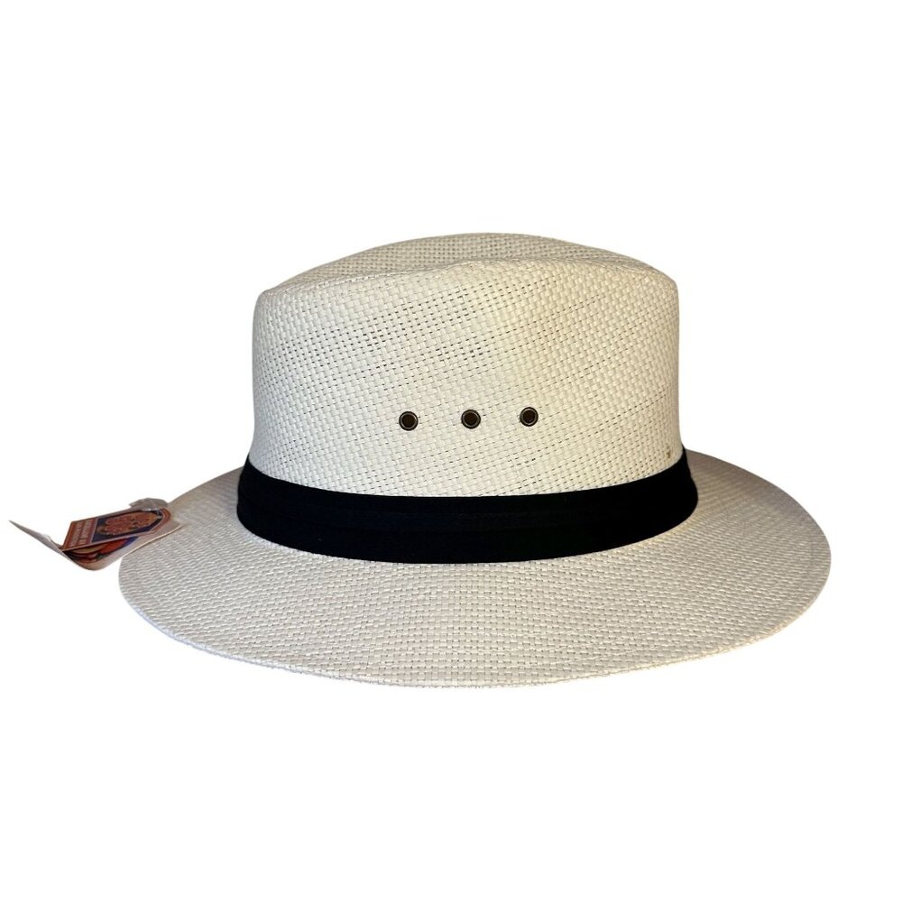 Panama Jack Solid Ribbon Fedora Hat Model PJC83-NAT White Large BLEMISH - Picture 4 of 5